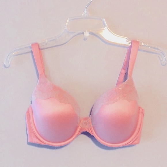 Victoria’s Secret Bra Lined Perfect Coverage SZ 34D Pink Lace NWOT - Picture 1 of 8